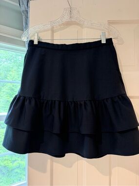 Navy Blue Tiered Ruffle Mini Skirt - Women